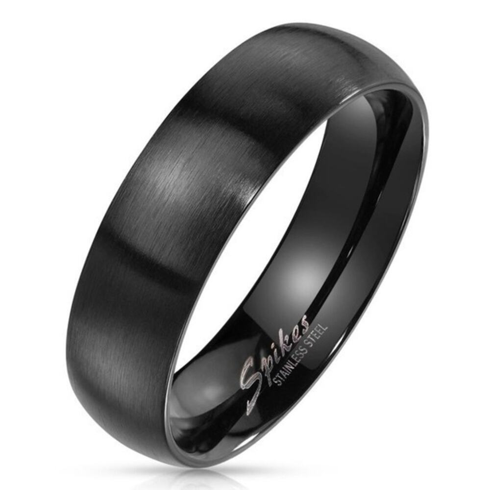 New Matte Surface Shiny 316L stainless steel Classic Dome Black ring size 7